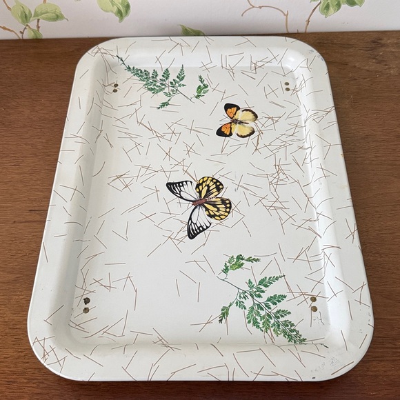 Vintage 70s Butterfly Fern Metal TV Lap Bed Tray with Foldable Legs - Picture 6 of 10